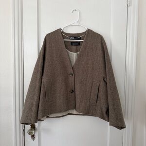 Zara Women's Brown Taupe Wool Jacket